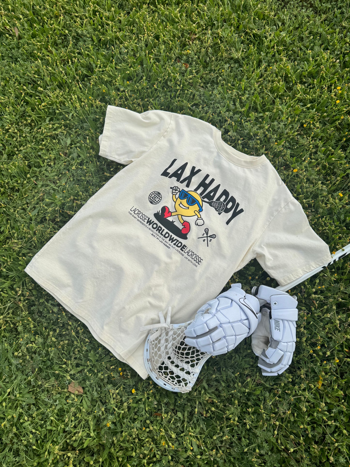 LAX HAPPY T-SHIRT - CREAM