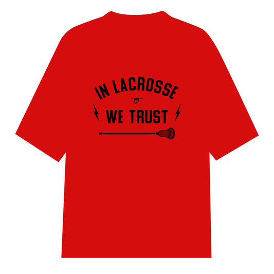 IN LACROSSE WE TRUST T-SHIRT - RED